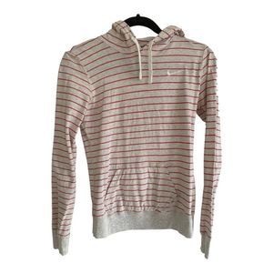 Nike The Athletic Dept. Women's Heather Gray Red Stripes Hooded Shirt Size Small